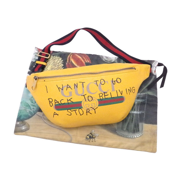 Gucci Handbags - Gucci Body Bag Yellow Multicolor Leather Canvas Waist